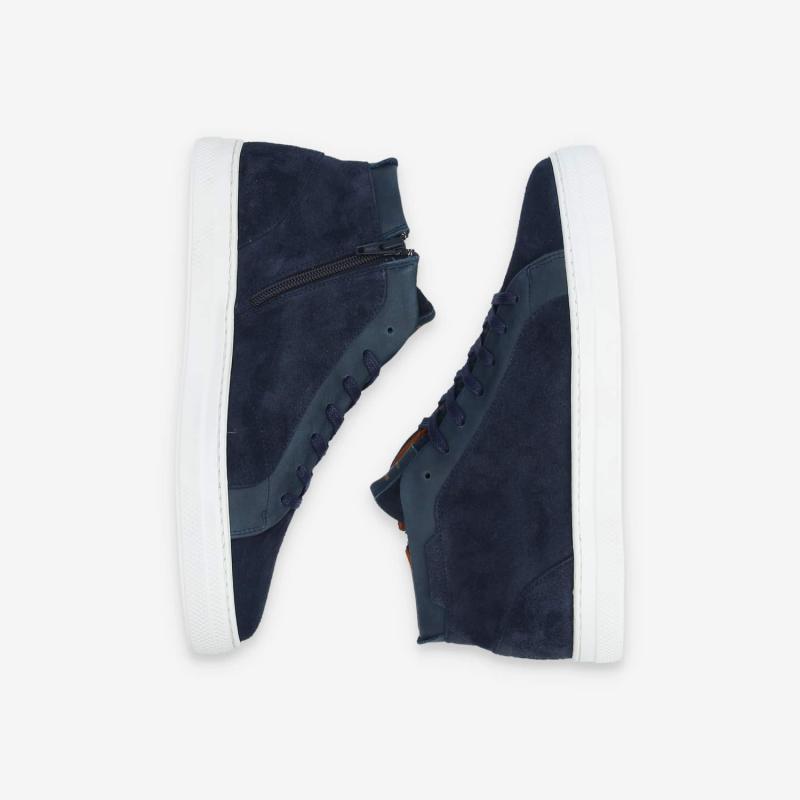 SPARK MID ZIP - SUEDE/BRONX -  BLEU